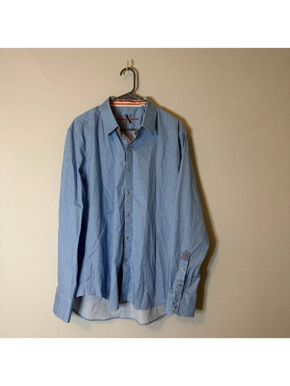 Robert Graham X Men’s 2XL Blue Check Geometric Shirt Tailored Fit Stretch
